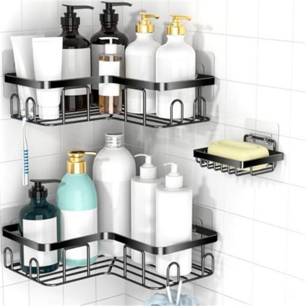 Corner Shower Caddy Shelf Bathroom Organizer Wall Storage Rack Self Adhesive